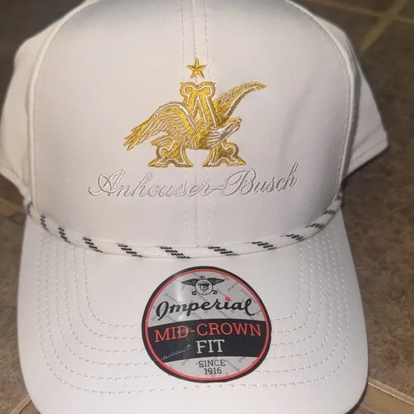 Anheuser Busch vintage golf eagle hat NWT white gold